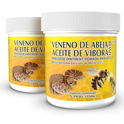 Veneno De Abeja Aceite Vibora Salbe - Analgetische Schmerzsalbe zur topischen Linderung, Bienengiftcreme zur Reduzierung von Entzündungen, frischer Duft, 2er-Pack (2 x 150 ml)