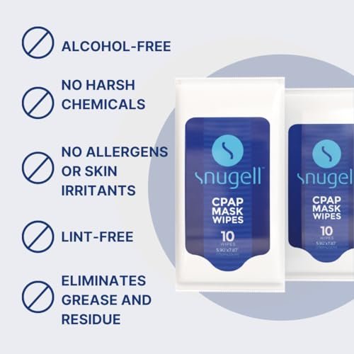 Snugell Duftfreie CPAP-Maskentücher für unterwegs – 12 Packungen mit je 10 Tüchern – 100 % weiche Baumwolle – Hautverträglich mit Aloe Vera – Fussel- und alkoholfrei – Perfekte Reinigung & Desinfektion für CPAP-Masken und Geräte unterwegs