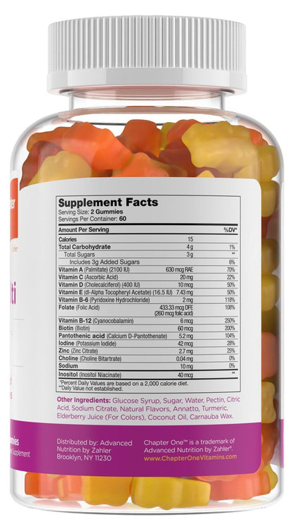 Zahler Chapter One Kids Multivitamin Gummies – 120 Stück mit 13 Vitaminen & Nährstoffen, zuckerfrei, koscher, leckerer Fruchtgeschmack