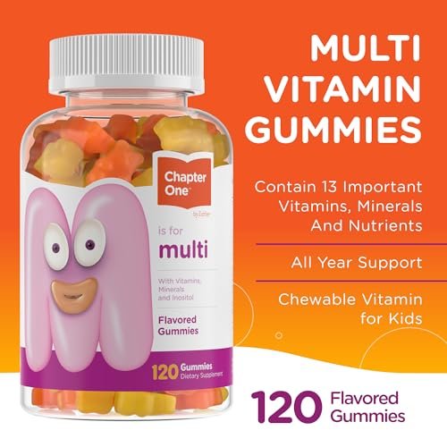 Zahler Chapter One Kids Multivitamin Gummies – 120 Stück mit 13 Vitaminen & Nährstoffen, zuckerfrei, koscher, leckerer Fruchtgeschmack