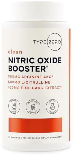 Type Zero Stickstoffmonoxid 6X Booster, 150 vegane Kapseln - Natürliches Nahrungsergänzungsmittel mit Rote Bete, Arginin AKG, Citrullin, Kiefernrinde, Knoblauch & Vitamin C