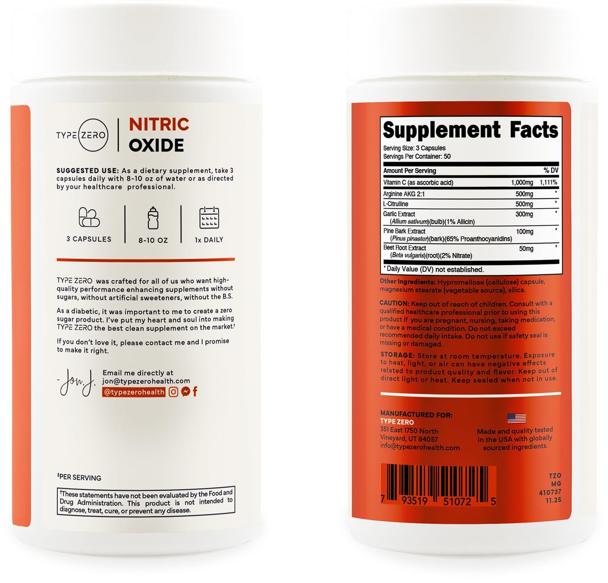 Type Zero Stickstoffmonoxid 6X Booster, 150 vegane Kapseln - Natürliches Nahrungsergänzungsmittel mit Rote Bete, Arginin AKG, Citrullin, Kiefernrinde, Knoblauch & Vitamin C