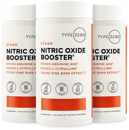 Type Zero Stickstoffmonoxid 6X Booster, 150 vegane Kapseln - Natürliches Nahrungsergänzungsmittel mit Rote Bete, Arginin AKG, Citrullin, Kiefernrinde, Knoblauch & Vitamin C
