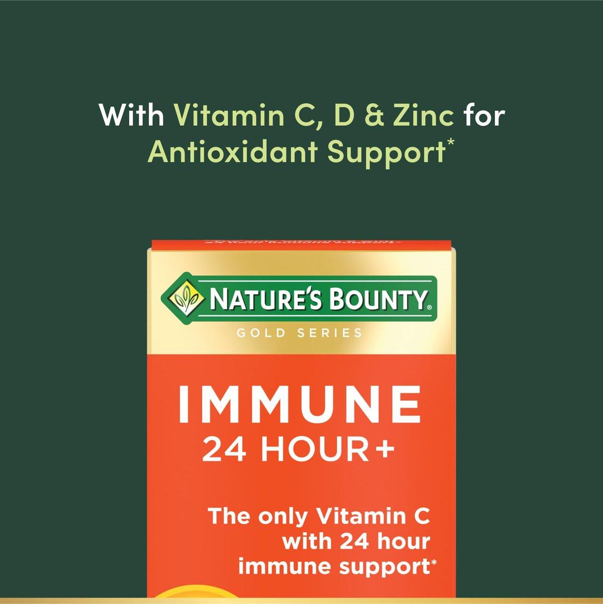 Nature's Bounty Immune 24 Hour +, Vitamin C mit 24-Stunden-Immununterstützung durch Ester-C, 1000 mg Vitamin C, D & Zink, glutenfrei, Rapid Release Softgels, 2 Softgels pro Tag, 50 Stück