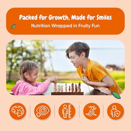 maxmedix Kinder Multivitamin Gummis mit Omega 3 6 9 | 20 wichtige Vitamine C, A, D, E, B12 & Zink – Tägliches Multivitamin für Kinder für ein gesundes Immunsystem, Himbeer- & Orangengeschmack, 2-Monatsvorrat (120 Stück)