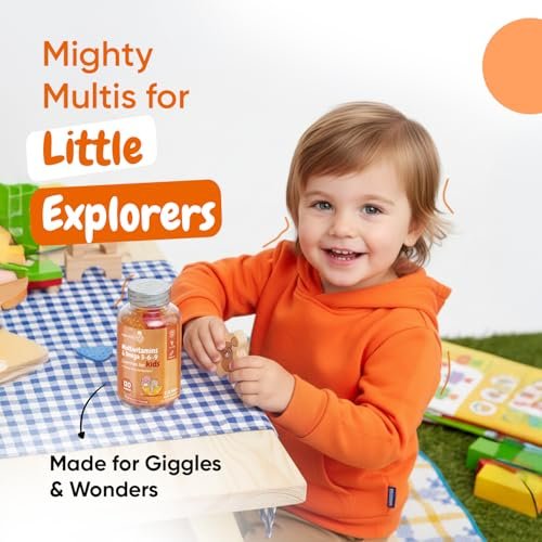 maxmedix Kinder Multivitamin Gummis mit Omega 3 6 9 | 20 wichtige Vitamine C, A, D, E, B12 & Zink – Tägliches Multivitamin für Kinder für ein gesundes Immunsystem, Himbeer- & Orangengeschmack, 2-Monatsvorrat (120 Stück)
