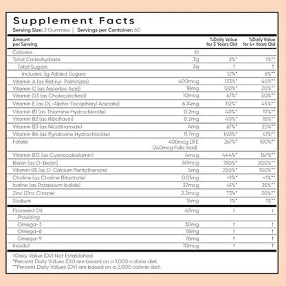 maxmedix Kinder Multivitamin Gummis mit Omega 3 6 9 | 20 wichtige Vitamine C, A, D, E, B12 & Zink – Tägliches Multivitamin für Kinder für ein gesundes Immunsystem, Himbeer- & Orangengeschmack, 2-Monatsvorrat (120 Stück)