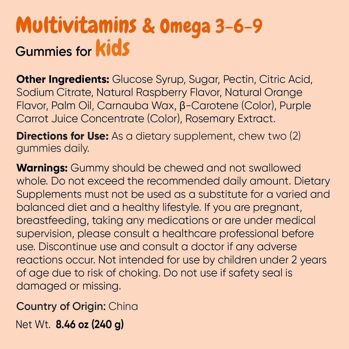 maxmedix Kinder Multivitamin Gummis mit Omega 3 6 9 | 20 wichtige Vitamine C, A, D, E, B12 & Zink – Tägliches Multivitamin für Kinder für ein gesundes Immunsystem, Himbeer- & Orangengeschmack, 2-Monatsvorrat (120 Stück)