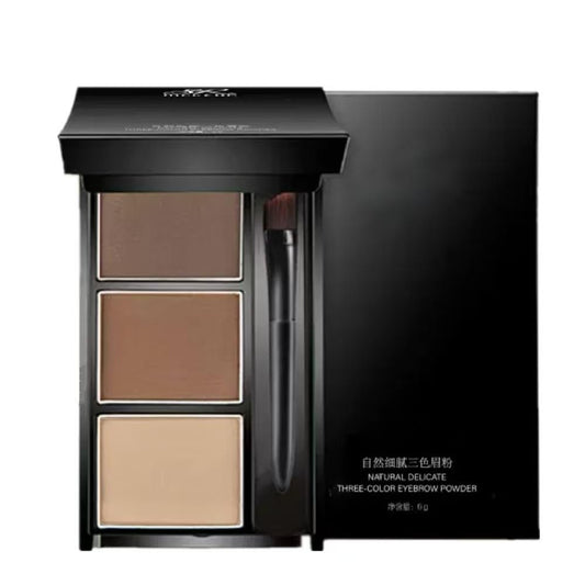 UOCK Augenbrauenpuder Dreifarben-Palette – Professionelles Kontur- und Augenbrauen-Make-up für natürliche, volle Brauen