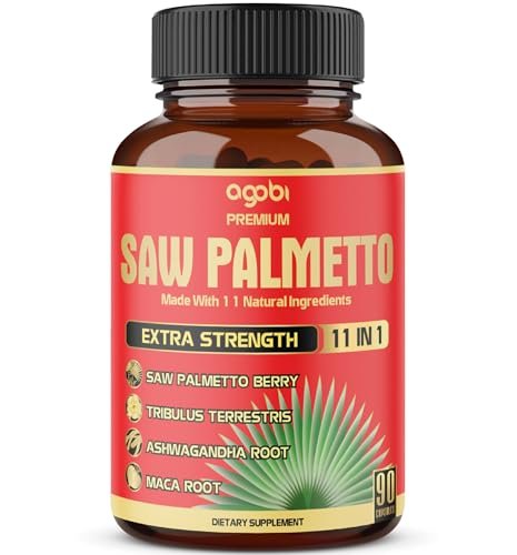 Premium Sägepalmen-Kapseln mit Ashwagandha, Kurkuma, Tribulus, Maca, Grüntee, Ingwer, Heiligem Basilikum & mehr - 90 Kapseln, 3-Monatsvorrat