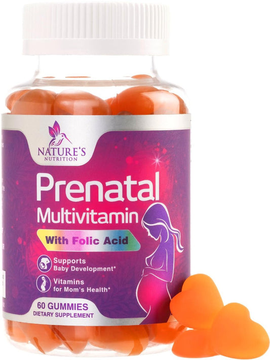 Pränatale Vitamine für Frauen – Schwangerschaftsvitamine Gummis mit Folsäure, Vitamin A, C, D3, B12, B6 – Pränatal-Multivitamin-Gummis für die Unterstützung des Fötus, schwangere & stillende Frauen – 60 Gummis