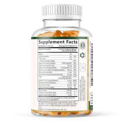 Hello Lovely! Schwangerschaftsvitamine für Frauen – Komplettes pränatales Multivitamin mit Folsäure, Omega-3 DHA, Cholin, Vitamin D – Essentielle Unterstützung für die Gehirnentwicklung von Mutter und Baby – Leckerer Orangen-Geschmack – 60 Gummis