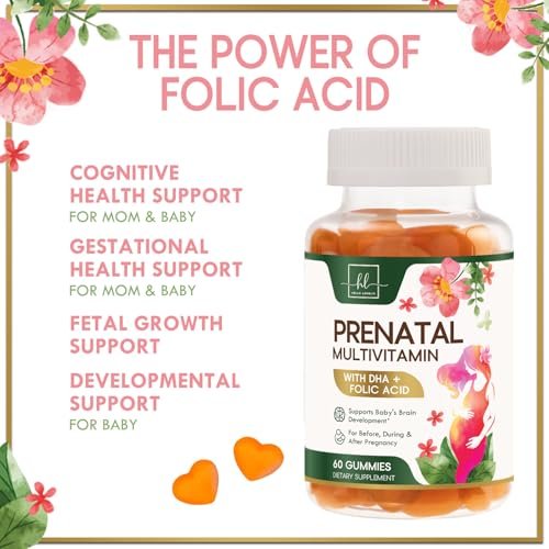 Hello Lovely! Schwangerschaftsvitamine für Frauen – Komplettes pränatales Multivitamin mit Folsäure, Omega-3 DHA, Cholin, Vitamin D – Essentielle Unterstützung für die Gehirnentwicklung von Mutter und Baby – Leckerer Orangen-Geschmack – 60 Gummis