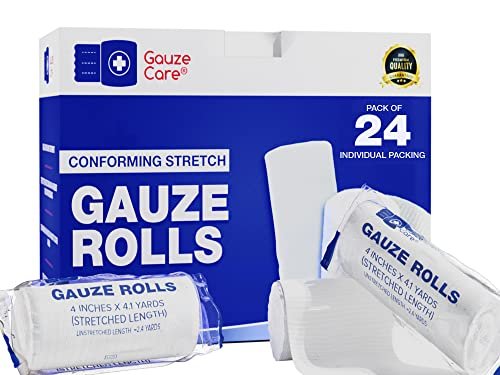 Gaze-Wickel 24er-Pack – Premium Qualität, fussel- und latexfreie 10 cm x 3,75 m elastische Mullbinden für effektive Wundversorgung & Komfort – Ideal als Mumienwickel