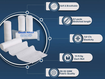 Gaze-Wickel 24er-Pack – Premium Qualität, fussel- und latexfreie 10 cm x 3,75 m elastische Mullbinden für effektive Wundversorgung & Komfort – Ideal als Mumienwickel