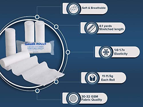 Gaze-Wickel 24er-Pack – Premium Qualität, fussel- und latexfreie 10 cm x 3,75 m elastische Mullbinden für effektive Wundversorgung & Komfort – Ideal als Mumienwickel