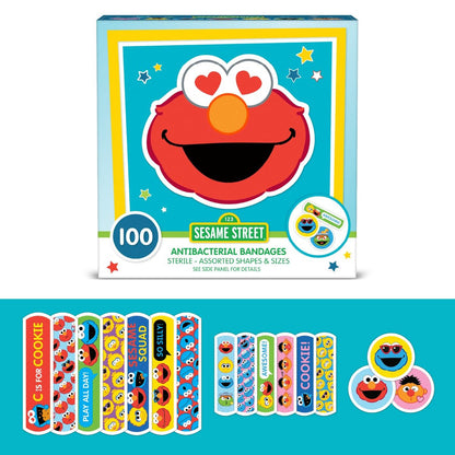 Sesamstraßen-Pflaster für Kinder, 100 Stück | Ideal für Geburtstage, Partygeschenke, Aufkleber, Geschenkfüller oder Wichtelgeschenk | Haftpflaster für kleine Schnitte, Schrammen, Verbrennungen