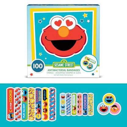 Sesamstraßen-Pflaster für Kinder, 100 Stück | Ideal für Geburtstage, Partygeschenke, Aufkleber, Geschenkfüller oder Wichtelgeschenk | Haftpflaster für kleine Schnitte, Schrammen, Verbrennungen