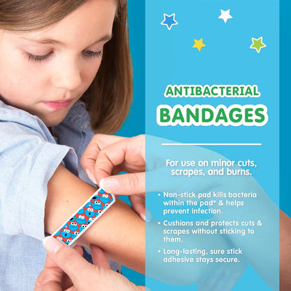 Sesamstraßen-Pflaster für Kinder, 100 Stück | Ideal für Geburtstage, Partygeschenke, Aufkleber, Geschenkfüller oder Wichtelgeschenk | Haftpflaster für kleine Schnitte, Schrammen, Verbrennungen