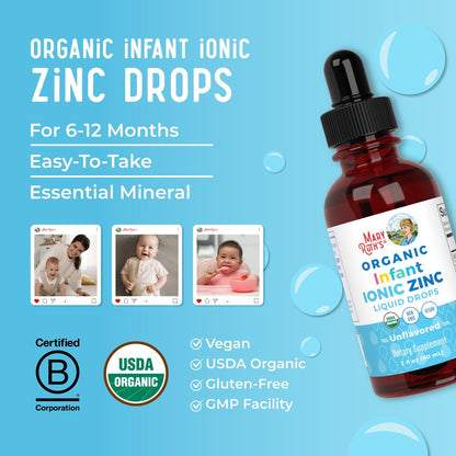 MaryRuth Organics Bio-organische flüssige Zinktropfen für Säuglinge | Zinksulfat zur Immununterstützung | Bio-Glycerin | Antioxidans | Vegan | Für Babys von 6–12 Monaten | 1 Monatsvorrat | 60 ml