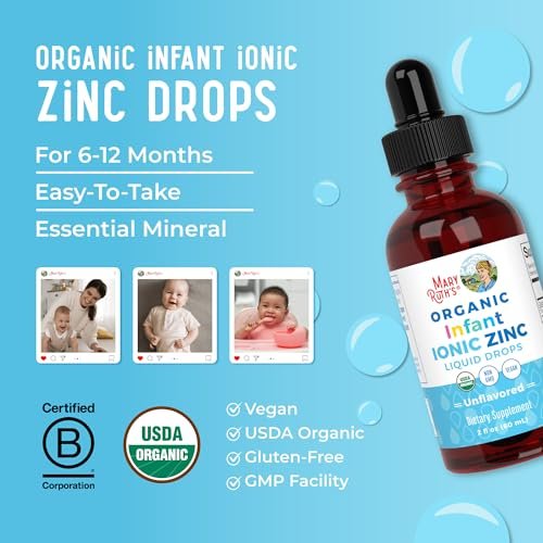 MaryRuth Organics Bio-organische flüssige Zinktropfen für Säuglinge | Zinksulfat zur Immununterstützung | Bio-Glycerin | Antioxidans | Vegan | Für Babys von 6–12 Monaten | 1 Monatsvorrat | 60 ml