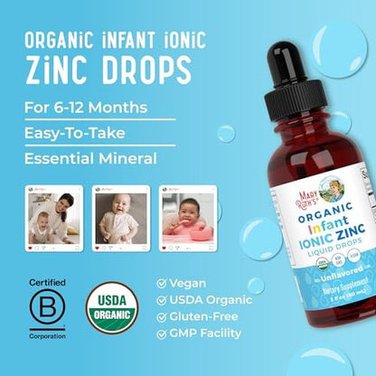 MaryRuth Organics Bio-organische flüssige Zinktropfen für Säuglinge | Zinksulfat zur Immununterstützung | Bio-Glycerin | Antioxidans | Vegan | Für Babys von 6–12 Monaten | 1 Monatsvorrat | 60 ml