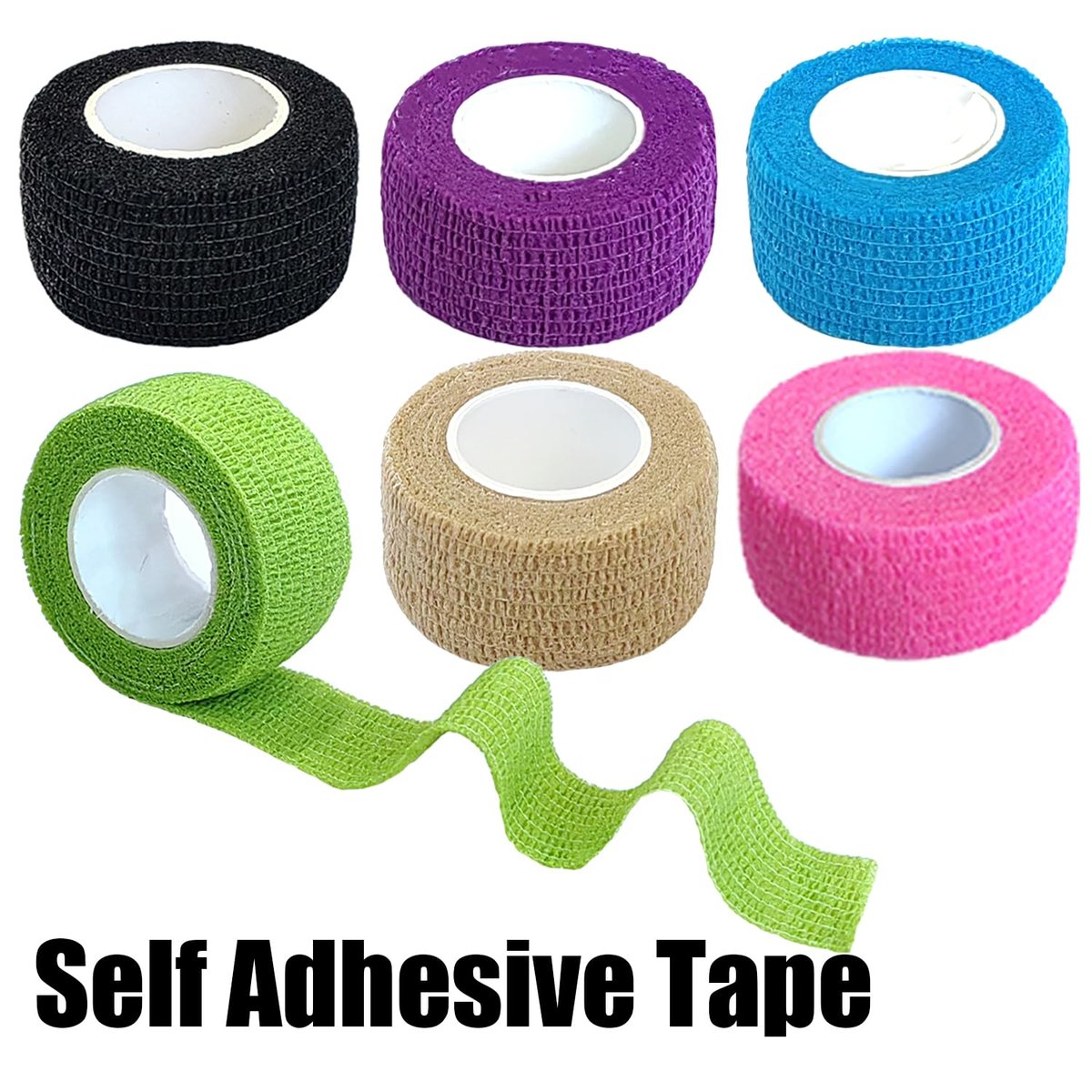 Erewa 12er-Pack Selbstklebende Wickelbandage - Tierverband, dehnbares, selbsthaftendes, atmungsaktives Sporttape (1 Zoll x 5 Yards, 12 Farben)