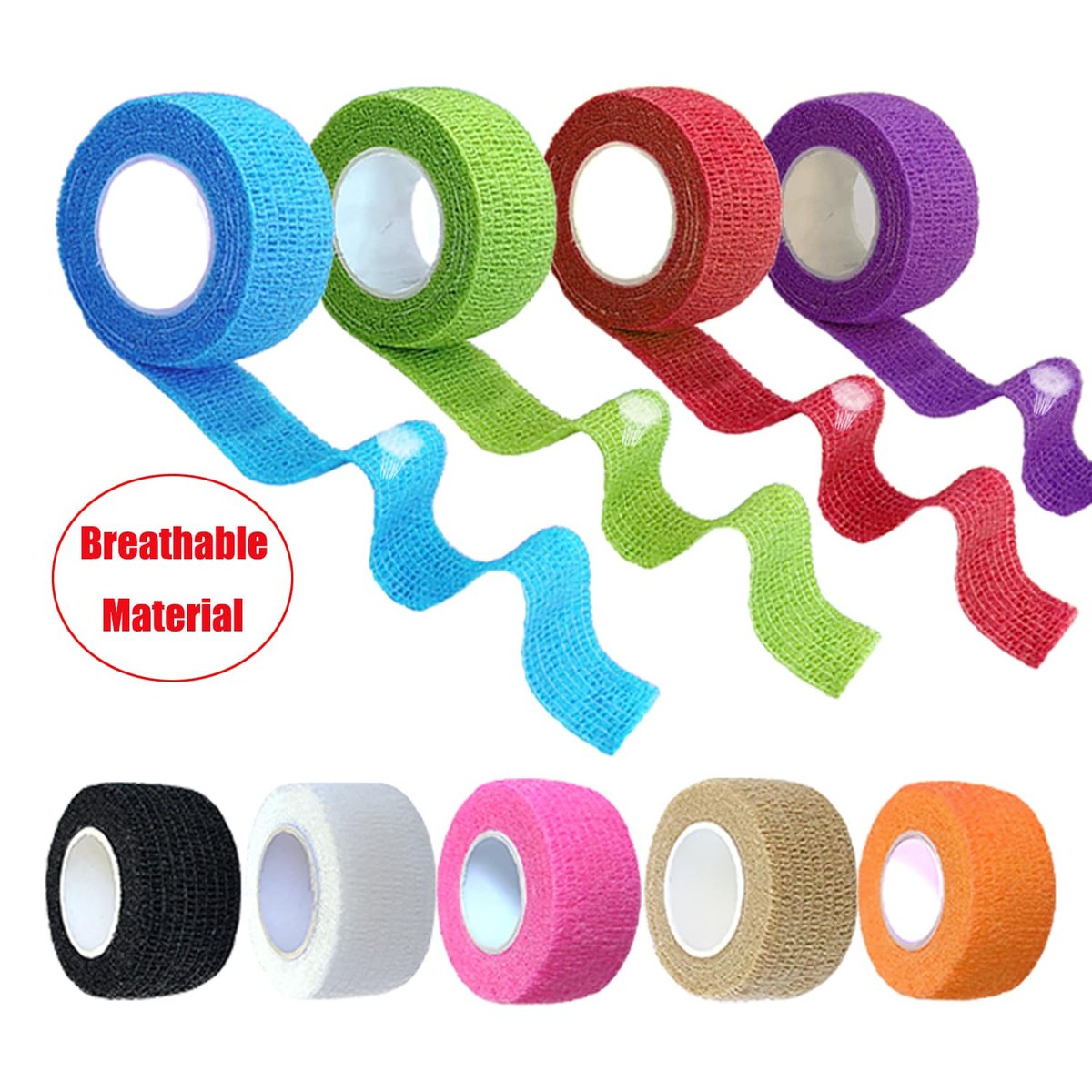 Erewa 12er-Pack Selbstklebende Wickelbandage - Tierverband, dehnbares, selbsthaftendes, atmungsaktives Sporttape (1 Zoll x 5 Yards, 12 Farben)