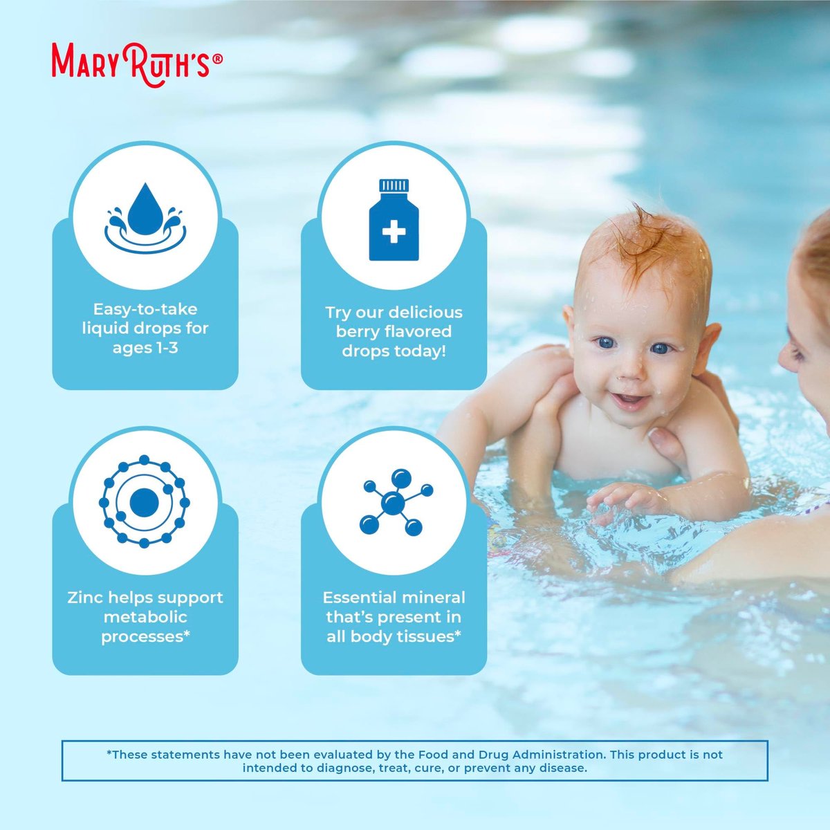 MaryRuth's Organics USDA Bio-Zink-Tropfen für Kleinkinder | Immunsystem & Hautgesundheit | Vegan | Leckerer Beerengeschmack | 1 Monatsvorrat | 60 ml