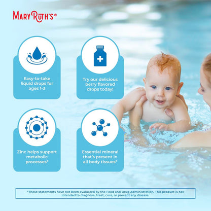 MaryRuth's Organics USDA Bio-Zink-Tropfen für Kleinkinder | Immunsystem & Hautgesundheit | Vegan | Leckerer Beerengeschmack | 1 Monatsvorrat | 60 ml
