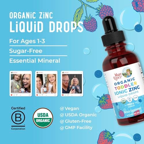 MaryRuth's Organics USDA Bio-Zink-Tropfen für Kleinkinder | Immunsystem & Hautgesundheit | Vegan | Leckerer Beerengeschmack | 1 Monatsvorrat | 60 ml