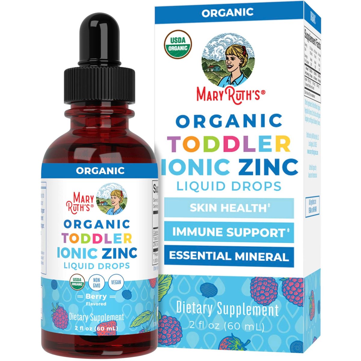 MaryRuth's Organics USDA Bio-Zink-Tropfen für Kleinkinder | Immunsystem & Hautgesundheit | Vegan | Leckerer Beerengeschmack | 1 Monatsvorrat | 60 ml