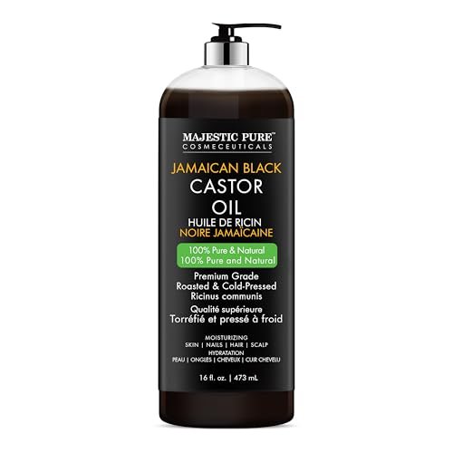 Majestic Pure Pure Jamaican Black Castor Oil für die Haarpflege – Stärkende, nährende und volumensteigernde Formel – Non GMO verifiziert, 16 Fl Oz