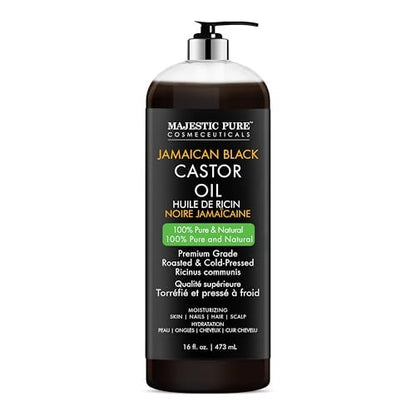 Majestic Pure Pure Jamaican Black Castor Oil für die Haarpflege – Stärkende, nährende und volumensteigernde Formel – Non GMO verifiziert, 16 Fl Oz