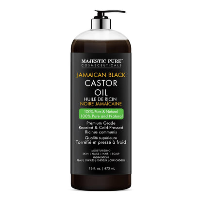Majestic Pure Pure Jamaican Black Castor Oil für die Haarpflege – Stärkende, nährende und volumensteigernde Formel – Non GMO verifiziert, 16 Fl Oz