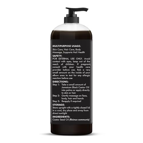 Majestic Pure Pure Jamaican Black Castor Oil für die Haarpflege – Stärkende, nährende und volumensteigernde Formel – Non GMO verifiziert, 16 Fl Oz