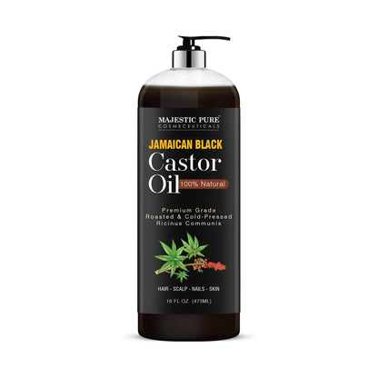 Majestic Pure Pure Jamaican Black Castor Oil für die Haarpflege – Stärkende, nährende und volumensteigernde Formel – Non GMO verifiziert, 16 Fl Oz