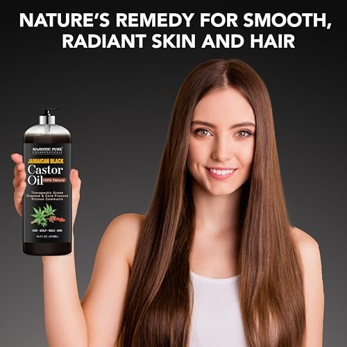 Majestic Pure Pure Jamaican Black Castor Oil für die Haarpflege – Stärkende, nährende und volumensteigernde Formel – Non GMO verifiziert, 16 Fl Oz