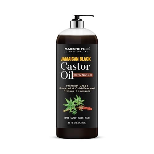 Majestic Pure Pure Jamaican Black Castor Oil für die Haarpflege – Stärkende, nährende und volumensteigernde Formel – Non GMO verifiziert, 16 Fl Oz