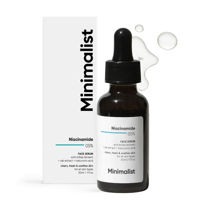 Minimalist 5% Niacinamid Serum für klare, strahlende Haut | Mit 1% Hyaluronsäure für Feuchtigkeit | Porenverfeinerer für das Gesicht | Entfernt Aknemale & Hautunreinheiten | Für Frauen & Männer | 30 ml
