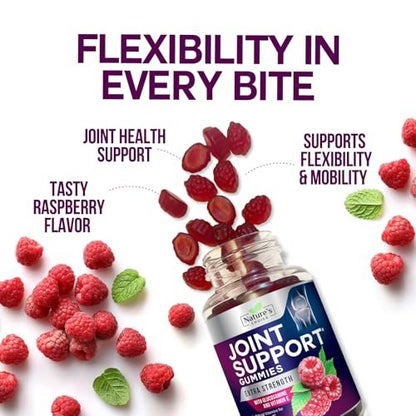Gelenkunterstützung Gummibärchen - Extra starkes Glucosamin Gummy Supplement mit Vitamin E - Natürliche Knorpel-, Gelenkgesundheits- und Flexibilitätsunterstützung, Beste Glucosamin-Kaubonbons für Männer & Frauen - 60 Gummibärchen