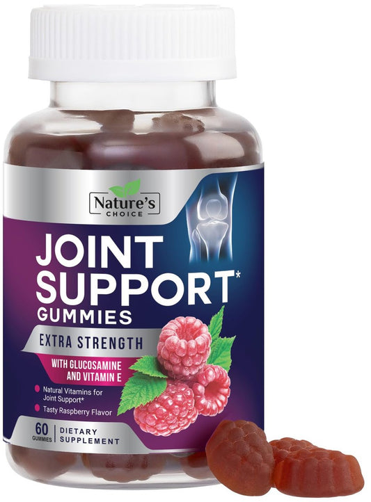 Gelenkunterstützung Gummibärchen - Extra starkes Glucosamin Gummy Supplement mit Vitamin E - Natürliche Knorpel-, Gelenkgesundheits- und Flexibilitätsunterstützung, Beste Glucosamin-Kaubonbons für Männer & Frauen - 60 Gummibärchen