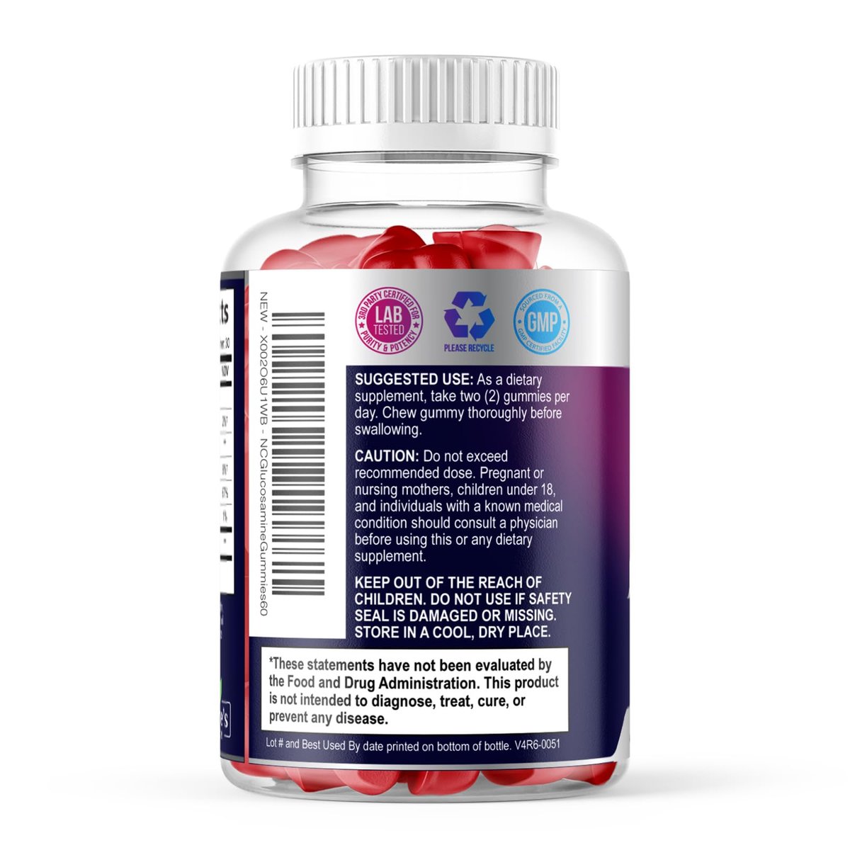 Gelenkunterstützung Gummibärchen - Extra starkes Glucosamin Gummy Supplement mit Vitamin E - Natürliche Knorpel-, Gelenkgesundheits- und Flexibilitätsunterstützung, Beste Glucosamin-Kaubonbons für Männer & Frauen - 60 Gummibärchen