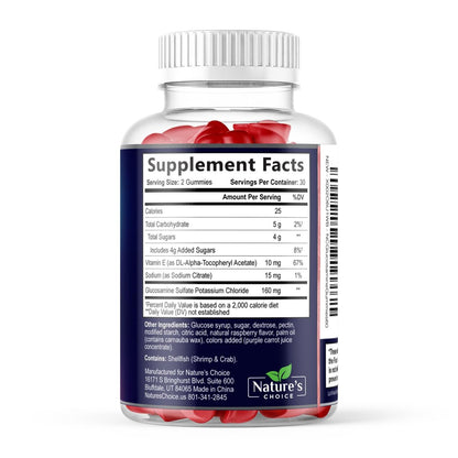 Gelenkunterstützung Gummibärchen - Extra starkes Glucosamin Gummy Supplement mit Vitamin E - Natürliche Knorpel-, Gelenkgesundheits- und Flexibilitätsunterstützung, Beste Glucosamin-Kaubonbons für Männer & Frauen - 60 Gummibärchen