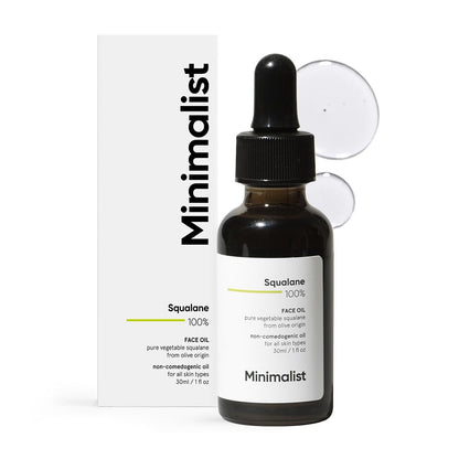 Minimalist Squalane 100% (Pflanzlich) Gesichtsöl für Feuchtigkeit | Verbessert die Hautfeuchtigkeit & reduziert feine Linien | Stellt Geschmeidigkeit, Festigkeit & Elastizität der Haut wieder her | 30 ml
