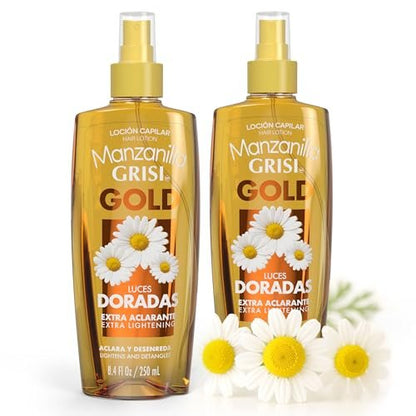 Grisi Manzanilla Gold Haarlotion – Kamillen-Haarspray zum Aufhellen | Verstärkt goldene Highlights auf natürliche Weise bei täglicher Anwendung | Leave-In Entwirrungsspray für weiches, glänzendes Haar | 8,4 Fl Oz, 2er-Pack