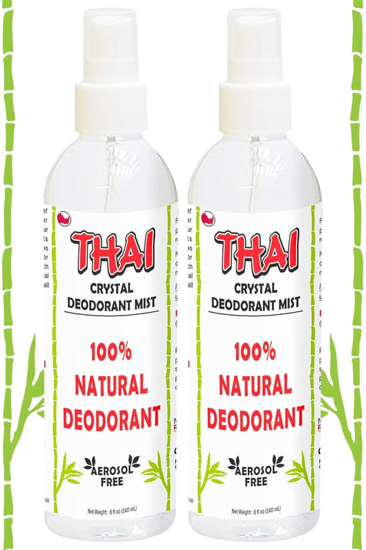 2er-Pack Thai Crystal Deodorant Spray (8 oz) – Mineralisches Körperspray für Männer, Frauen & Sportler – Ungiftig, ohne Duft, Reisefreundlich