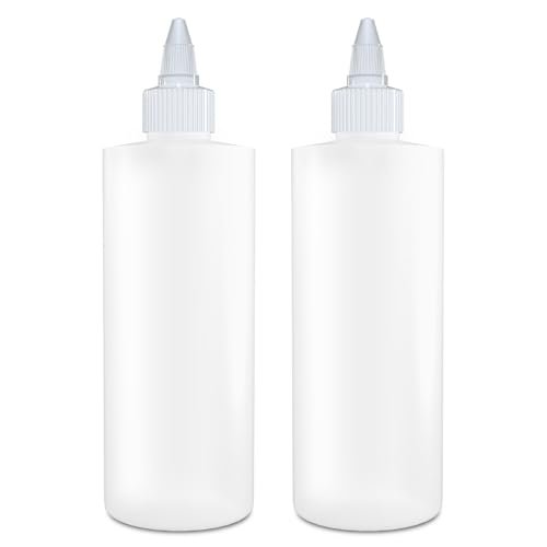 BRIGHTFROM Twist Top Applikatorflaschen, Squeeze 8 OZ Leere Kunststoffflaschen, Nachfüllbar, Open/Close Düse - Haarfärbung/Mehrzweck (2er-Pack)