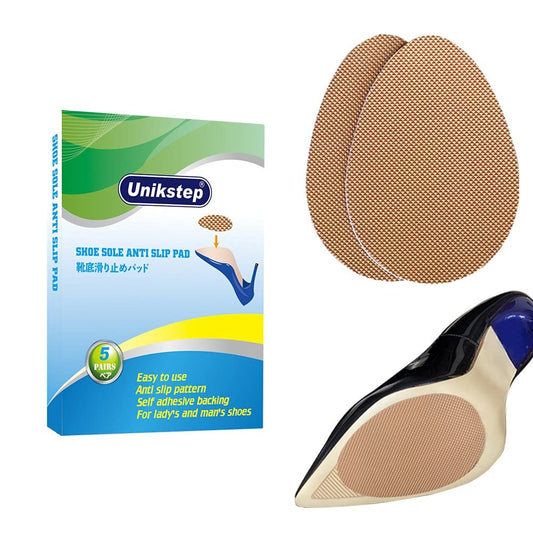 Unikstep 5 Paar Anti-Rutsch-Pads für Schuhsohlen, selbstklebende Gummipads, rutschfeste Sohlen- und Fersenschutzaufkleber, geräuschreduzierend (Khaki)