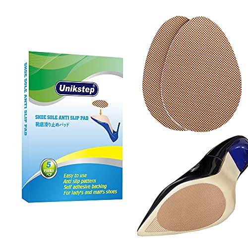 Unikstep 5 Paar Anti-Rutsch-Pads für Schuhsohlen, selbstklebende Gummipads, rutschfeste Sohlen- und Fersenschutzaufkleber, geräuschreduzierend (Khaki)